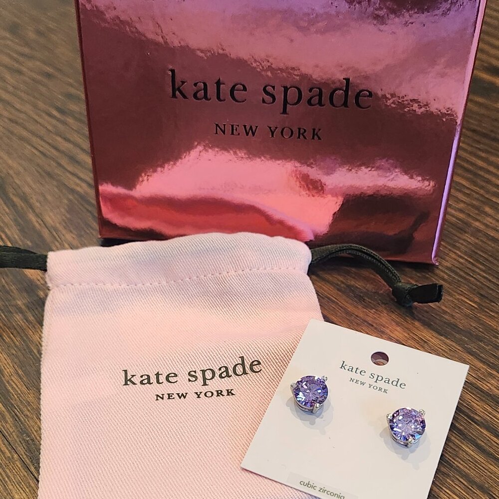 New Kate Spade Rise and Shine purple stud earrings
